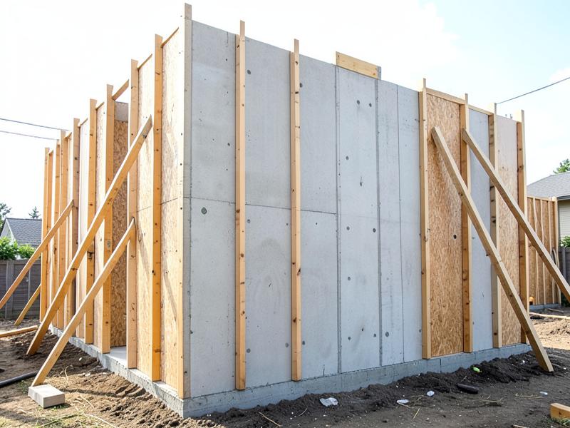 Cast-in-place poured concrete foundation walls on a hillside site near Asheville, NC