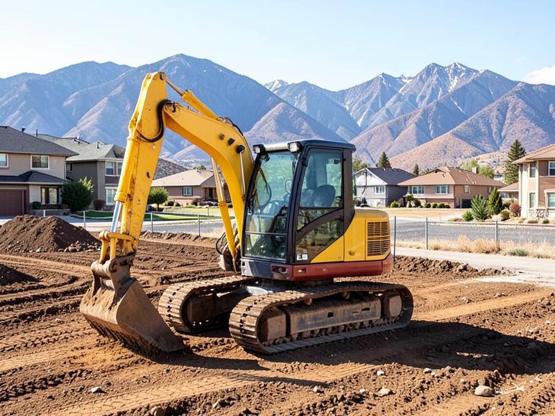 Track loader grading a residential building lot in Western North Carolina