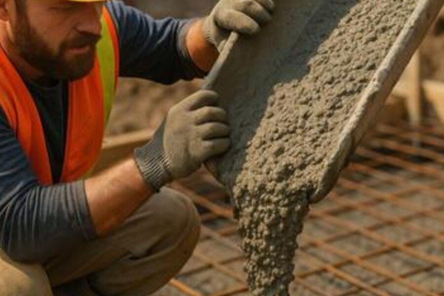 Cast-in-place poured concrete retaining wall in Marshall, NC