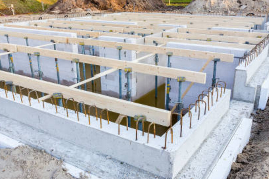 Reinforced concrete foundation walls for a new home in Weaverville, NC
